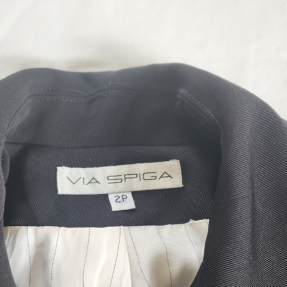 Via Spiga Midi trench coat Sz 2P Petite Stylish Silhouette button front timeless - Picture 7 of 11